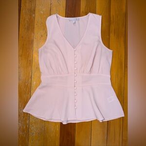 Chelsea28 Light Pink Peplum Button Up Top Sz M